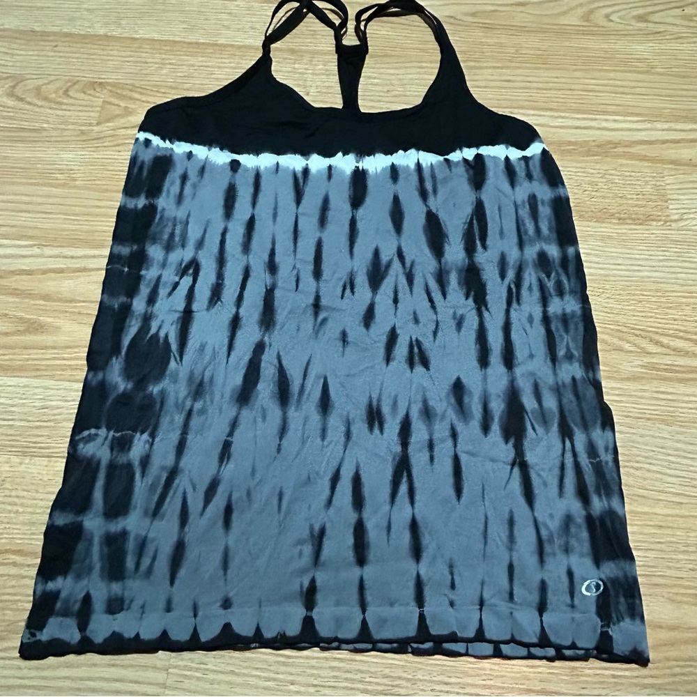 Spalding black grey tie dye‎ strappy tank XL